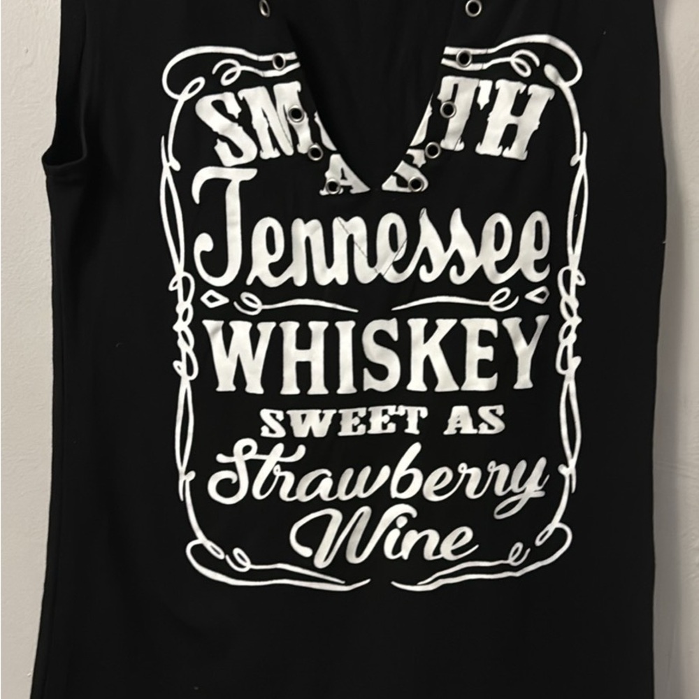 Black Graphic Tank Top with Bold Print
